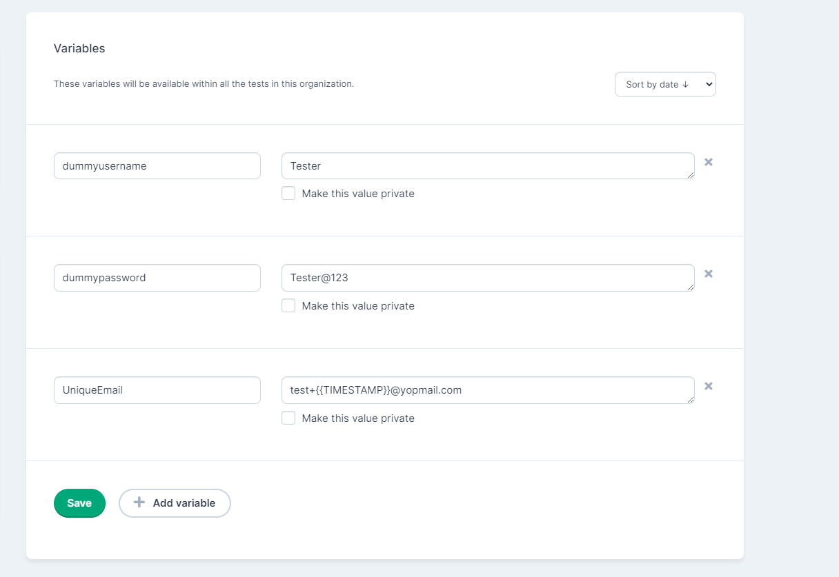 Dynamic Variables Options