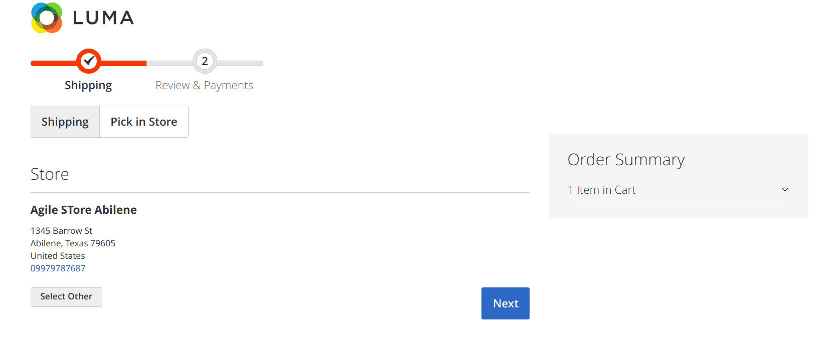 In-Store Delivery Method