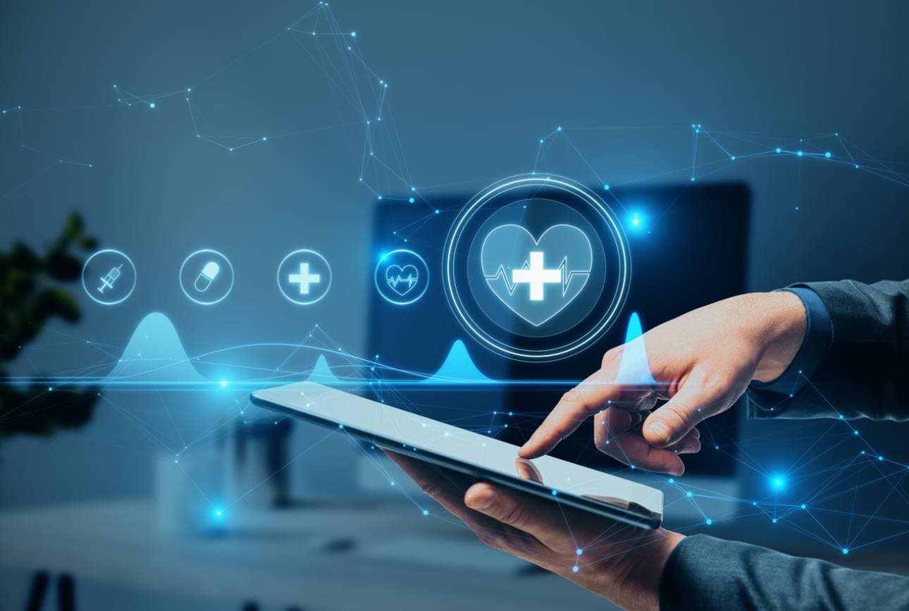 close-up-businessman-hand-pointing-tablet-with-creative-polygonal-medical-interface-hologram-blurry-hospital-office-interior-background-online-healthcare-cardiology-technology-concept (1) (1)